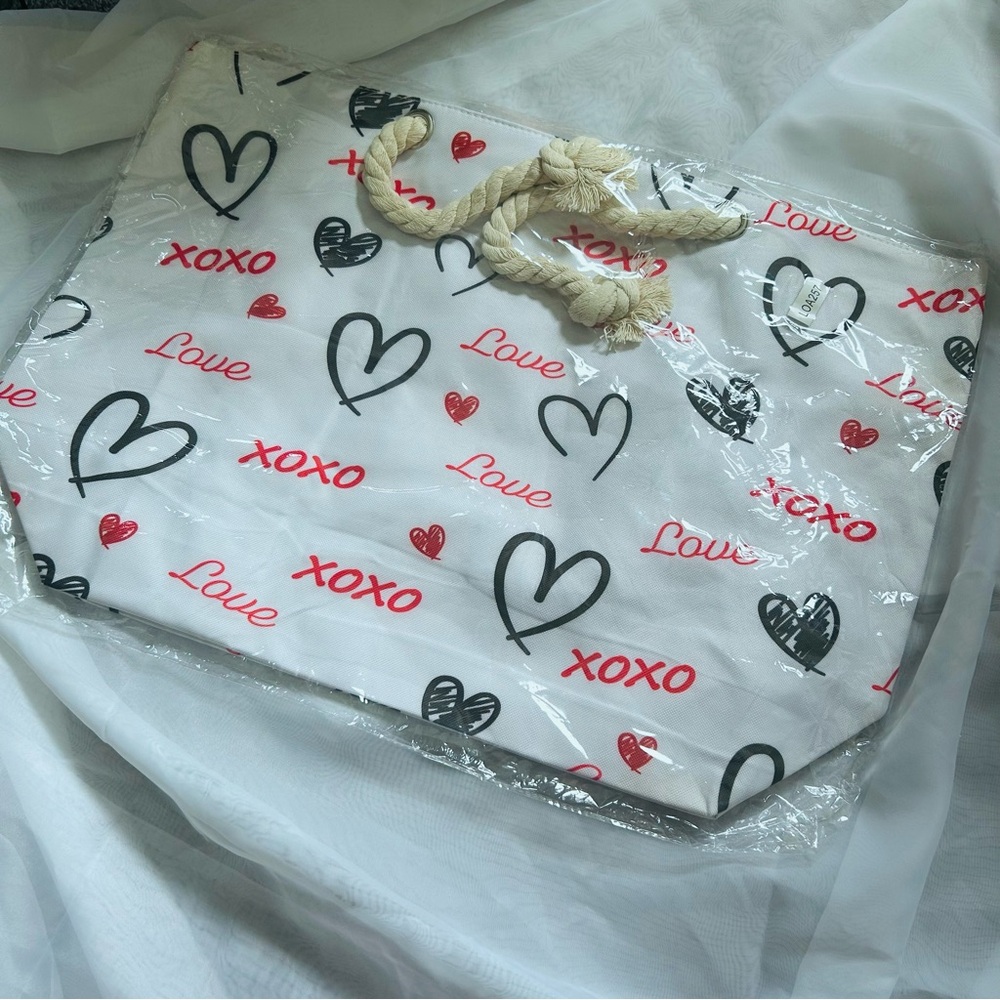 XOXO White and Black Heart Tote Bag